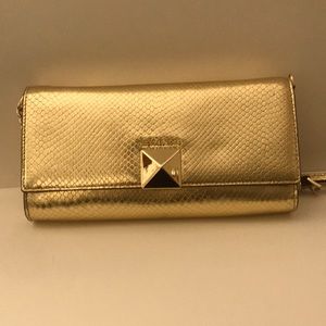 Michael Kors Karla Embossed Pale Gold Clutch